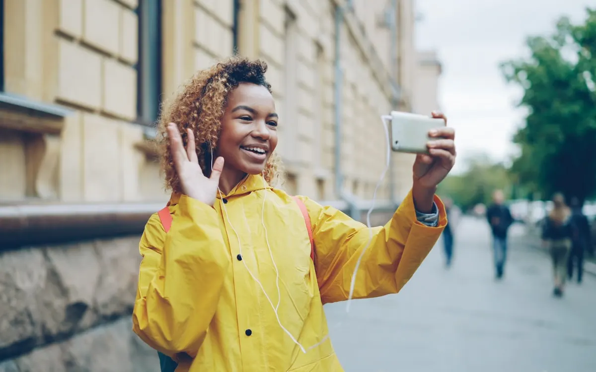 Customer recording a video on a phone at home